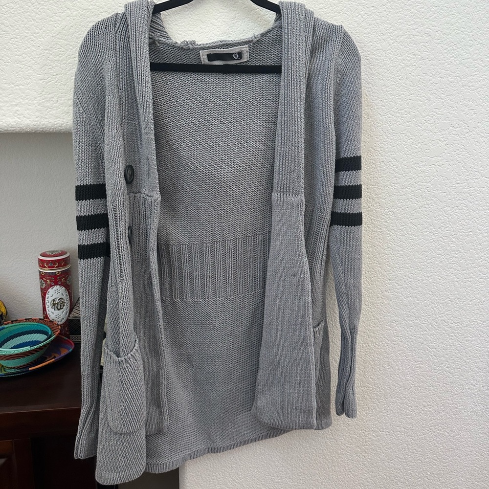 medium gray hooded cardigan